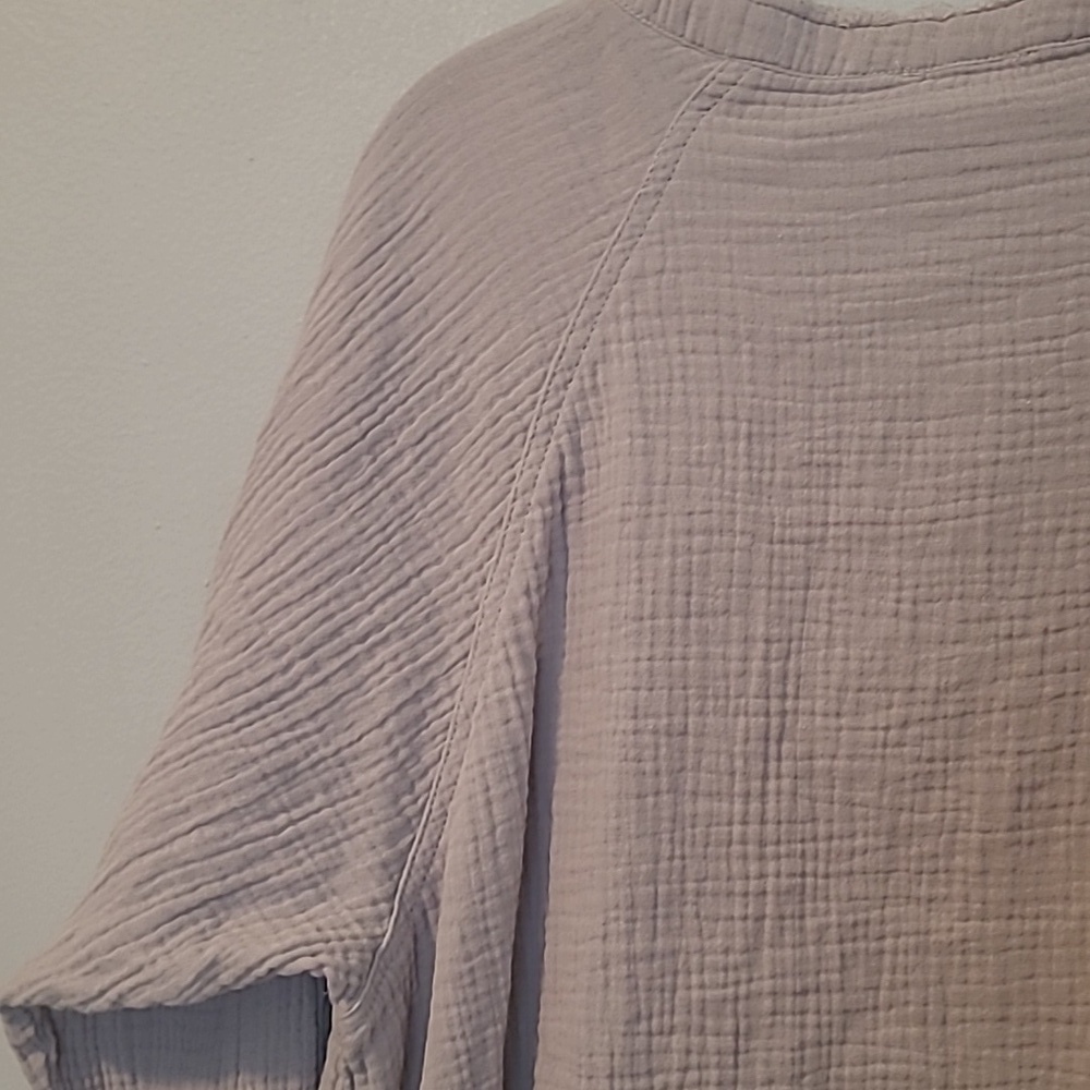 BKE Buckle Women's L Button-Up Cotton Long Sleeve Tunic Shirt Gray Gauze Boho - Picture 7 of 13